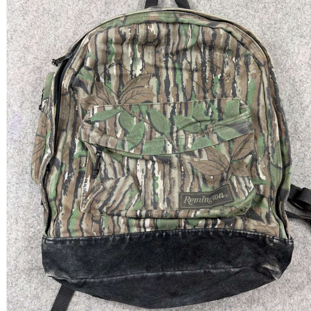 Remington Realtree Camo Backpack Canvas Tactical Hunting Bag Vintage Green Black
